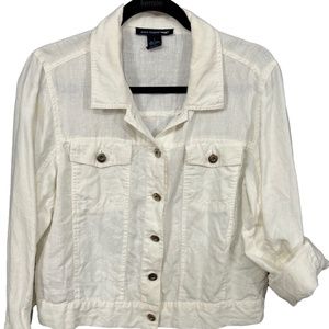 Saint Tropez West White Linen jacket Size L